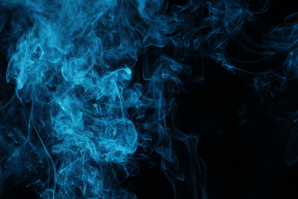 blue steam on black background with copy space - Photo, Image