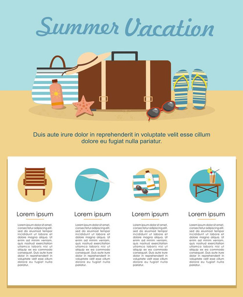 Beach Accessories. Summer Vacation and Tourism Infographic. - Vector, Image