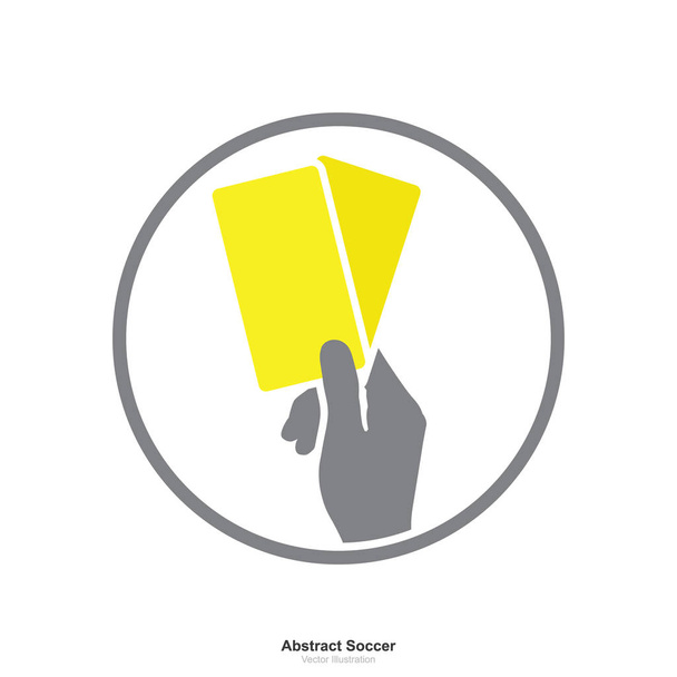 Mano que muestra el icono de la tarjeta amarilla sobre fondo blanco. Signo abstracto y símbolo del deporte futbolístico. Ilustración vectorial
. - Vector, imagen