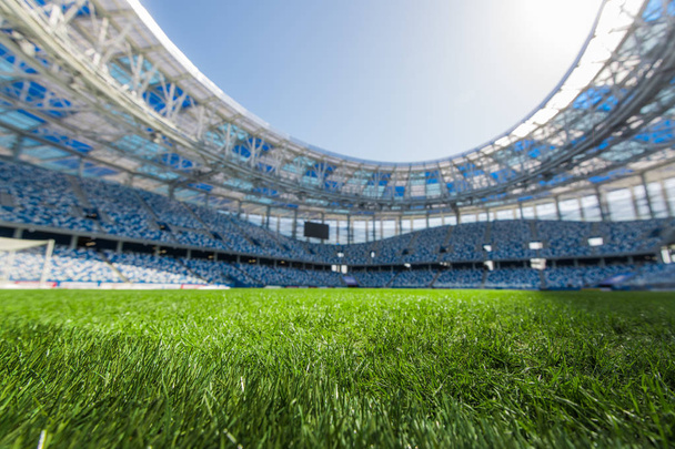 Stadion, hautnah auf frischem grünen Rasen. - Foto, Bild