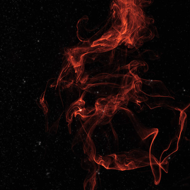 humo espiritual rojo en el espacio con estrellas sobre fondo negro
 - Foto, Imagen