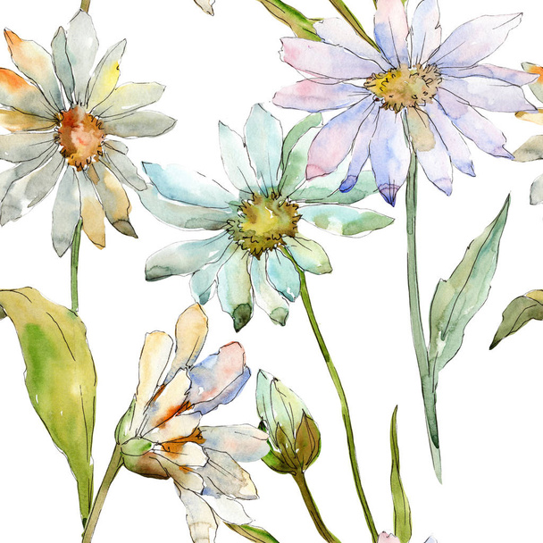 White daisy. Seamless background pattern. Fabric wallpaper print texture. - Foto, imagen