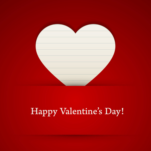 Valentines day card with paper heart. - Διάνυσμα, εικόνα