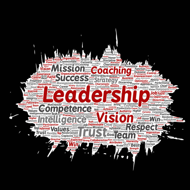 Estrategia de liderazgo empresarial, gestión, valor pincelar papel palabra nube
 - Vector, Imagen