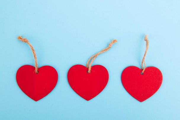srdce karty na modrém pozadí, den svatého Valentýna - Fotografie, Obrázek