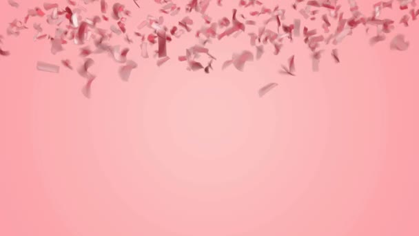 Abstraktní zlaté konfety červené nebo růžové, dopadající na pastelově růžové pozadí. - Záběry, video