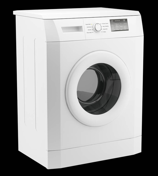 modern washing machine isolated on black background. 3d illustration - Foto, imagen