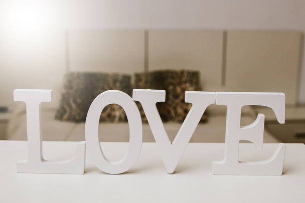 wooden letters with the word love, message and love concept - Photo, Image