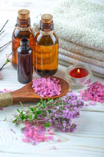 SPA accessories for massage in a composition on a light background - Photo, Image