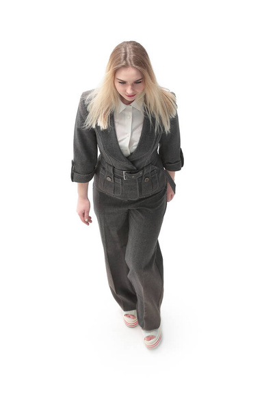 view from the top.young business woman walking forward - Foto, Bild