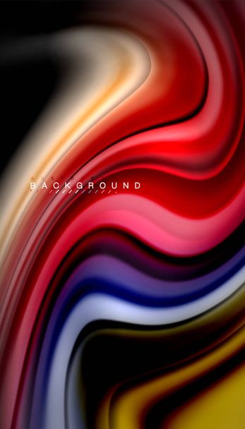 Abstraktní vlnové čáry tekutina duha styl barevné pruhy na černém pozadí - Vektor, obrázek