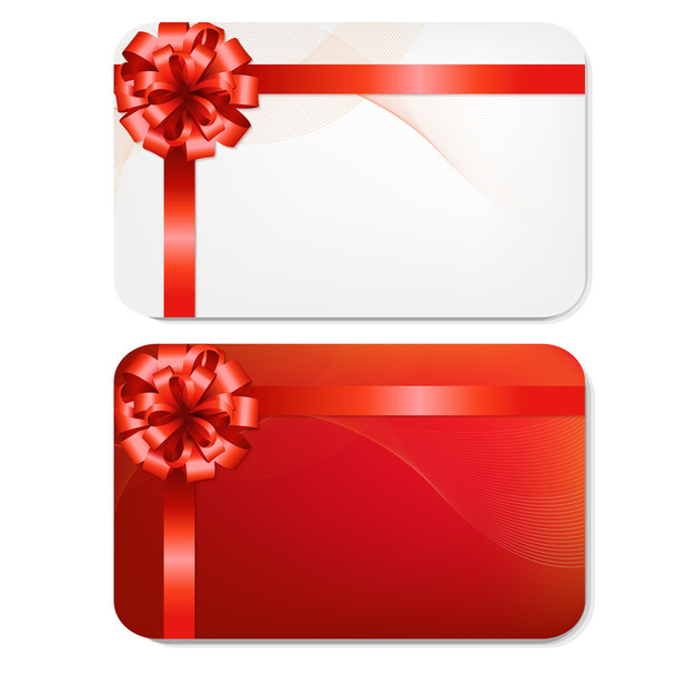 Gift Card With Red Bow - Wektor, obraz