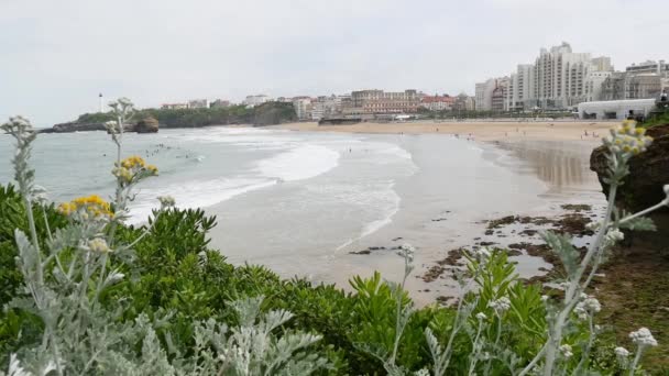 Перегляд Biarritz пляж у Франції - Кадри, відео