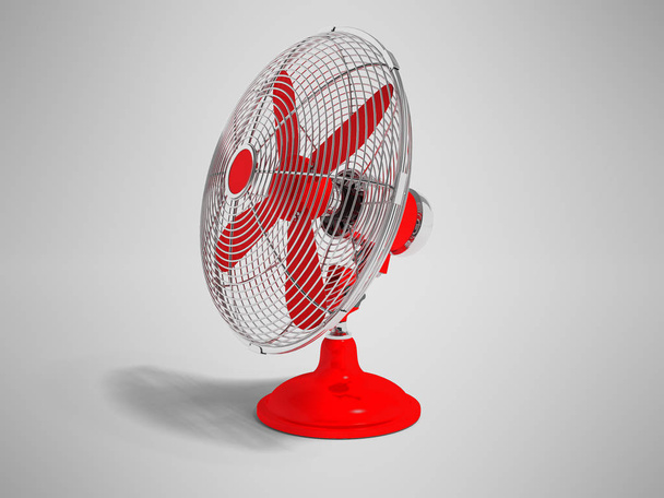 Современный красный вентилятор на столе, чтобы охладить комнату справа 3D рендеринг не серый фон с тенью
 - Фото, изображение