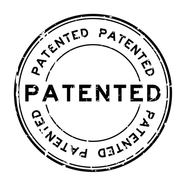 Grunge musta patentoitu sana pyöreä kumitiiviste leima valkoisella taustalla
 - Vektori, kuva