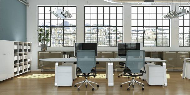 modern minimalista iroda belsőépítészeti 3d-leképezés - Fotó, kép