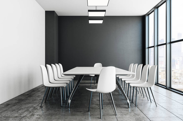Contemporary meeting room interior with copy space on wall. Mock up, 3D Rendering  - Photo, Image