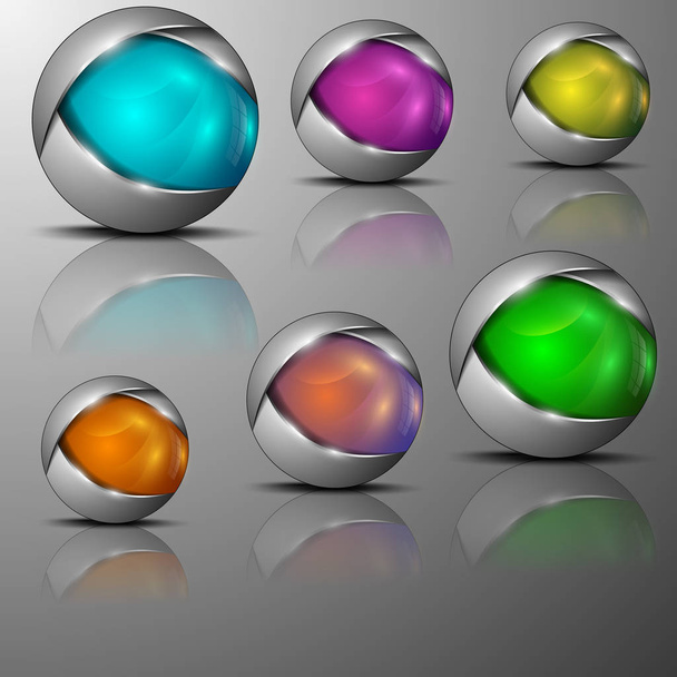 иллюстрация различных цветных эмблем сферической формы
 - Вектор,изображение