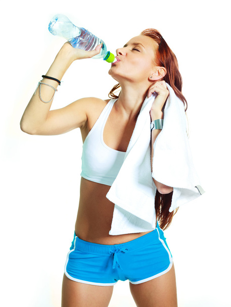 Girl with mineral water - Φωτογραφία, εικόνα