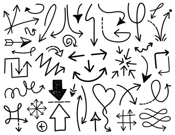 Big Collection of vector hand drawn arrows symbols. - Vector, Image