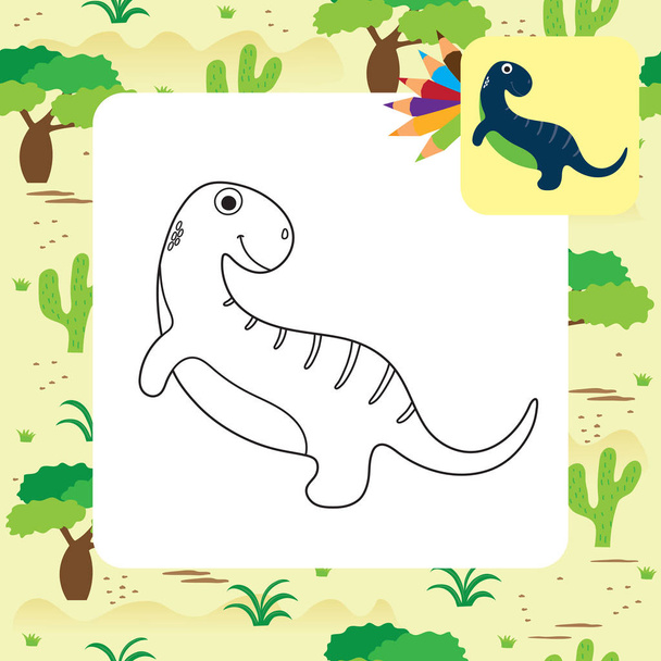 Cute Dino coloring book. Vector illustration - Vektor, kép