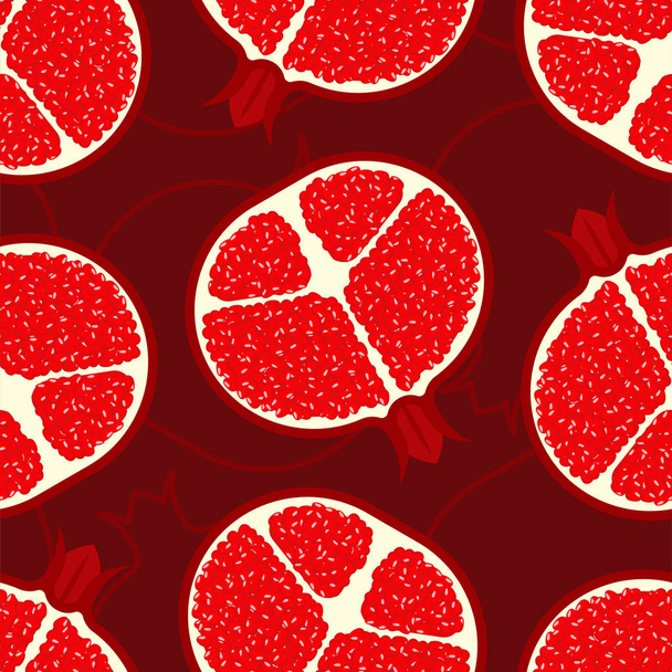 Granátové jablko vzor bezešvé. Na pozadí červené šťavnaté ovoce. Vektorové ilustrace - Vektor, obrázek