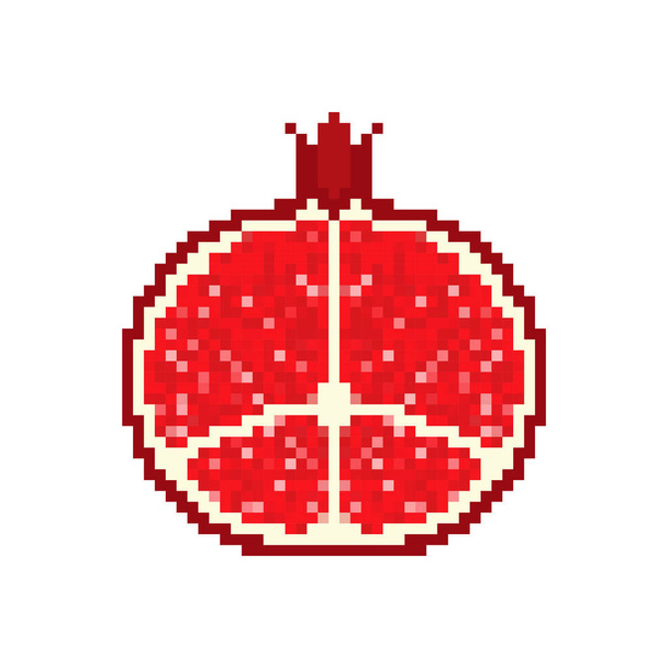 Granatapfel-Pixelkunst. rote frische saftige Früchte 8 bit. Vektorillustration - Vektor, Bild