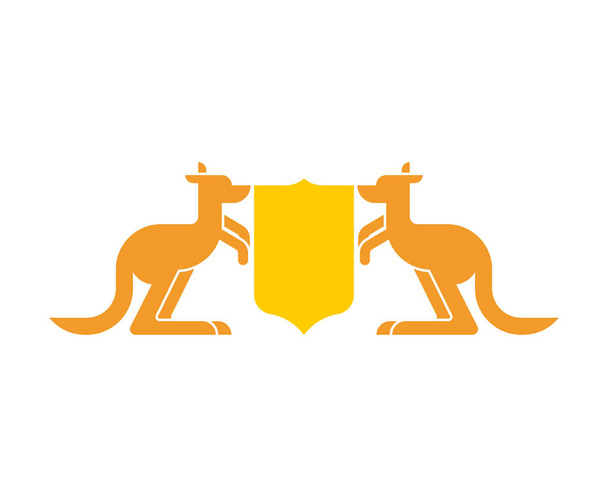Καγκουρό και ασπίδα εραλδικό σύμβολο. Βασιλικό Αυστραλιανό εθνικό έμβλημα. Εθνόσημο της Αυστραλίας. Διάνυσμα illustratio - Διάνυσμα, εικόνα