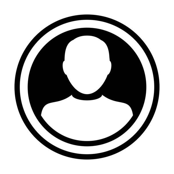 Значок аватар Векторна ікона чоловічої особи символ кола користувача знак аватара в плоскій кольоровій ілюстрації піктограми гліфа
 - Вектор, зображення