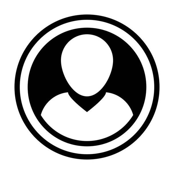 Avatar icono vector hombre persona símbolo círculo usuario perfil avatar signo en color plano glifo pictograma ilustración
 - Vector, Imagen