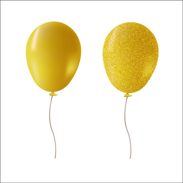 Gold helium balloons on isolated background. Party decoration with golden glitter ideal for birthday, anniversary or wedding. EPS10 vector. - Vettoriali, immagini