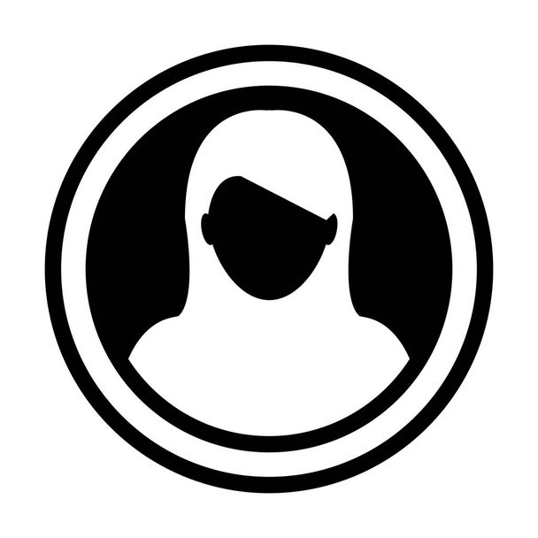 Avatar icono vector hembra persona símbolo círculo usuario perfil avatar signo en color plano glifo pictograma ilustración
 - Vector, imagen