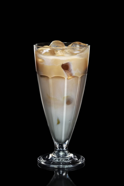 Cream and coffee ice cocktail isolated on black - Foto, Bild