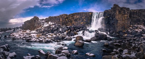 Oxararfoss - May 03, 2018: The Oxararfoss waterfall, Iceland - Photo, Image