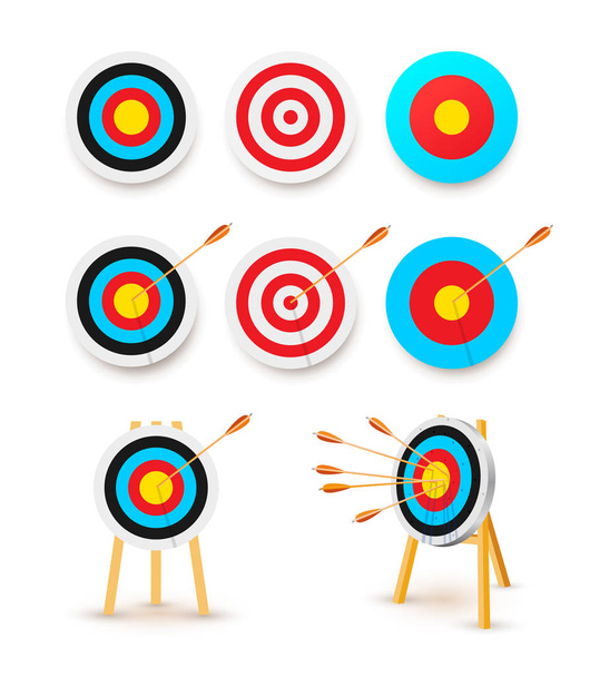 Set of Archery target. Vector illustration. Isolated on white background - Vector, Image