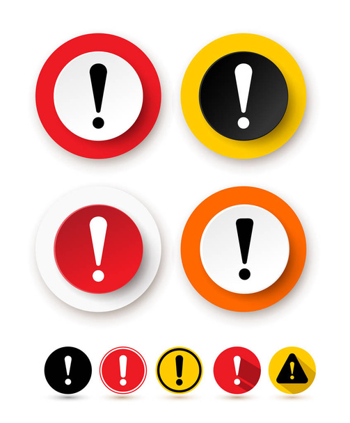 Set of exclamation mark icon. Hazard warning symbol. Attention sign icon. Vector illustration. Isolated on white background - Vector, Image