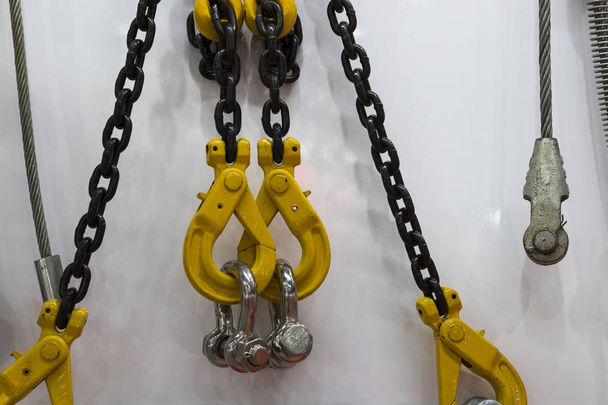 hook , chain and steel wire set for crane  - Photo, Image