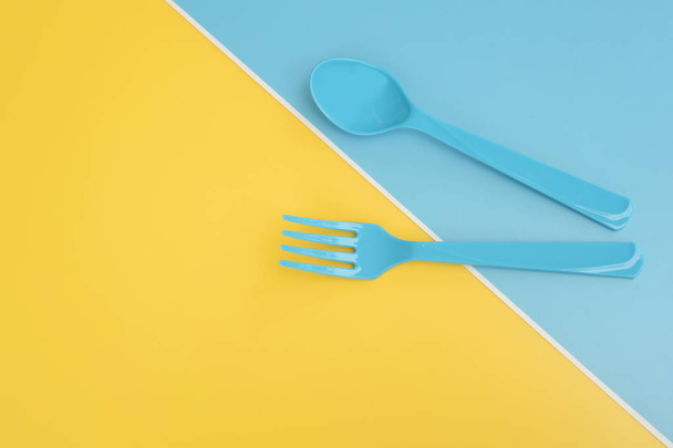 close up of plastic spoons for background - 写真・画像