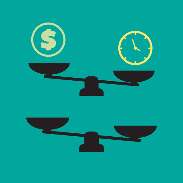 Vector scales icon. Time and money on scales - Vector, Image