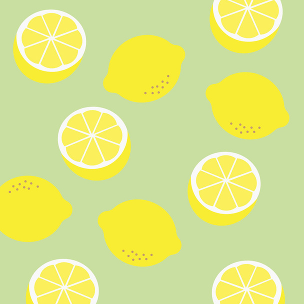 レモンのパターン。明るい夏のデザイン。レモンの背景色 - ベクター画像