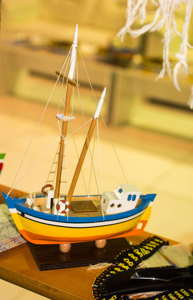 Mini size little colorful model sailboat  - Φωτογραφία, εικόνα