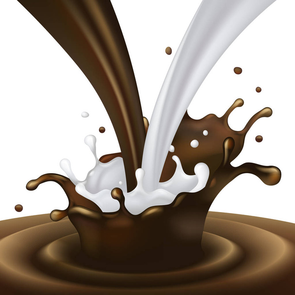 Chocolate and milk splashes - Vector, afbeelding