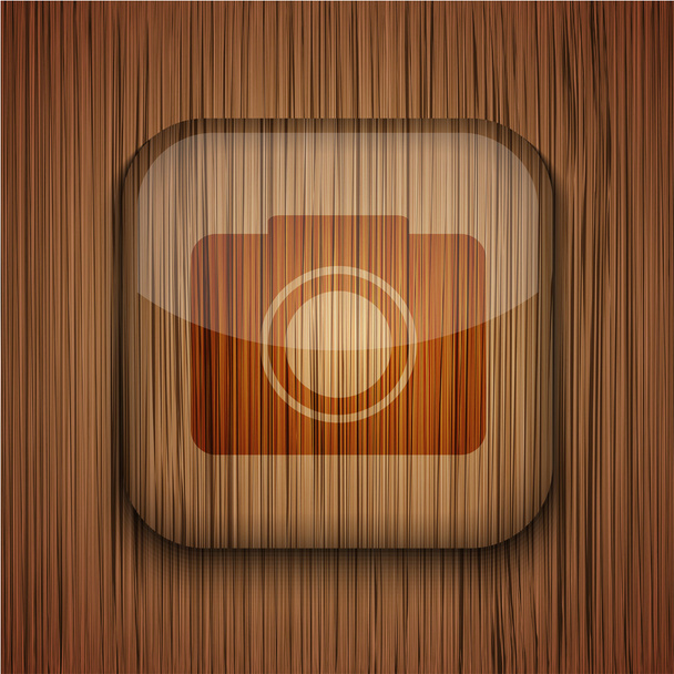 木製の背景のベクトル木製アプリ アイコン。eps10 - ベクター画像
