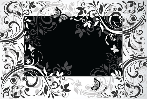 Floral card. Black and white - Διάνυσμα, εικόνα