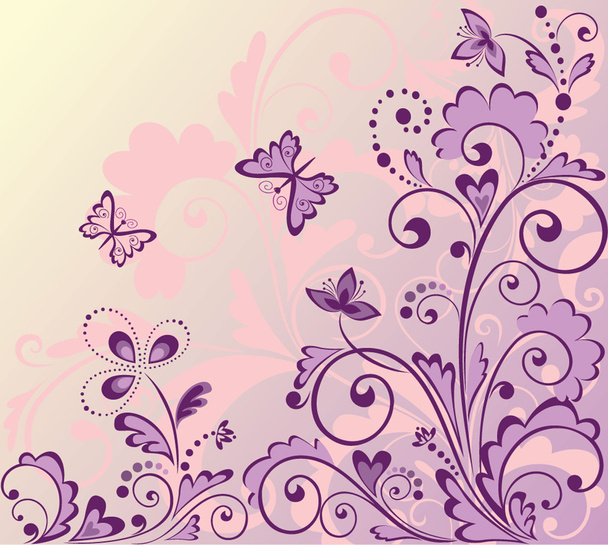 Greeting retro floral card - Vector, Imagen