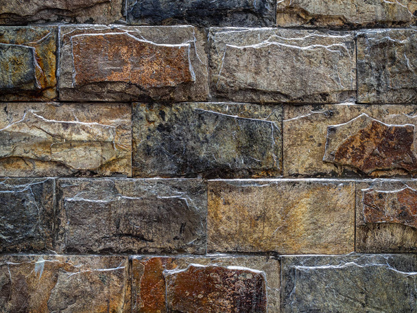 Színes minta, a Modern kő-tégla fal háttér textúra - Fotó, kép