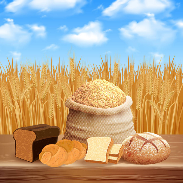 Bread Assortment Background - Vector, Image