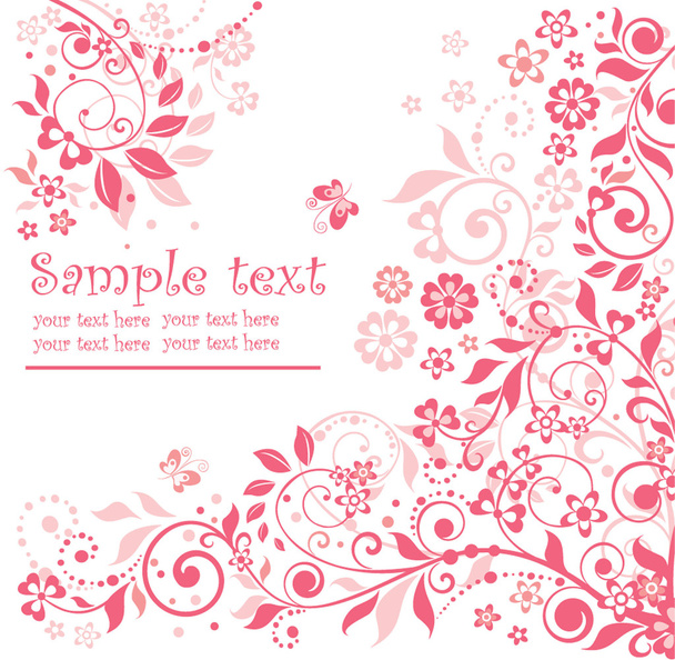 Pink floral card - Vektori, kuva