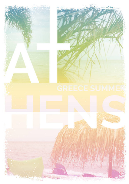 Atény Řecko léto grafický plakát tee designu - Fotografie, Obrázek