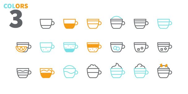 Набор типов кофе линии иконки на белом фоне
 - Вектор,изображение